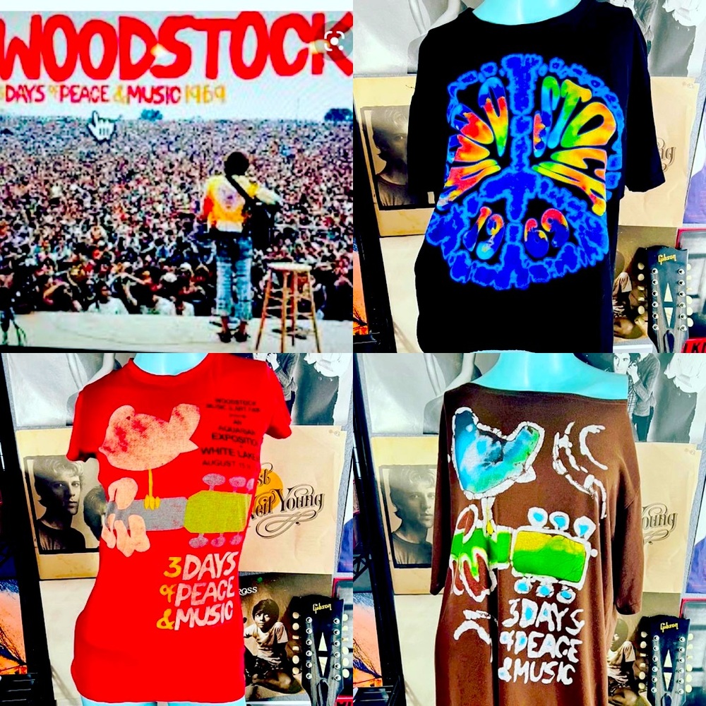 GROOVY WOODSTOCK LOT OF 3 SHIRTS & NIGHTGOWN BOHO HIPPIE MUSIC FESTIVAL